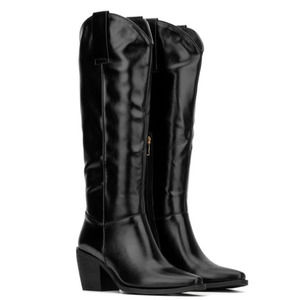 TORGEIS New York Womens Size 7 Arizona Knee High Faux Leather Black Boots